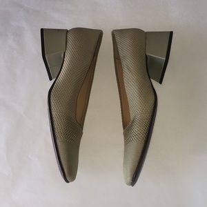 Via Spiga Gold Block Heel Pumps
